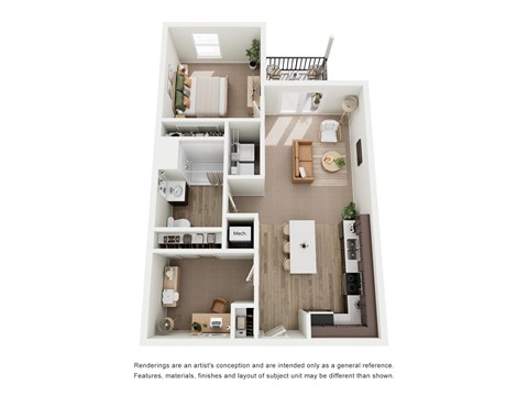 Floor plan for 1 bed, 1 bath, 800 sqft